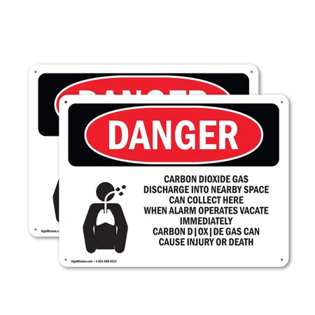 Signmission Carbon Dioxide Gas Discharge Danger Sign, Plastic, 24in W x 18in L, 2PK OS-2PACK-DS-P-1824-L-2412
